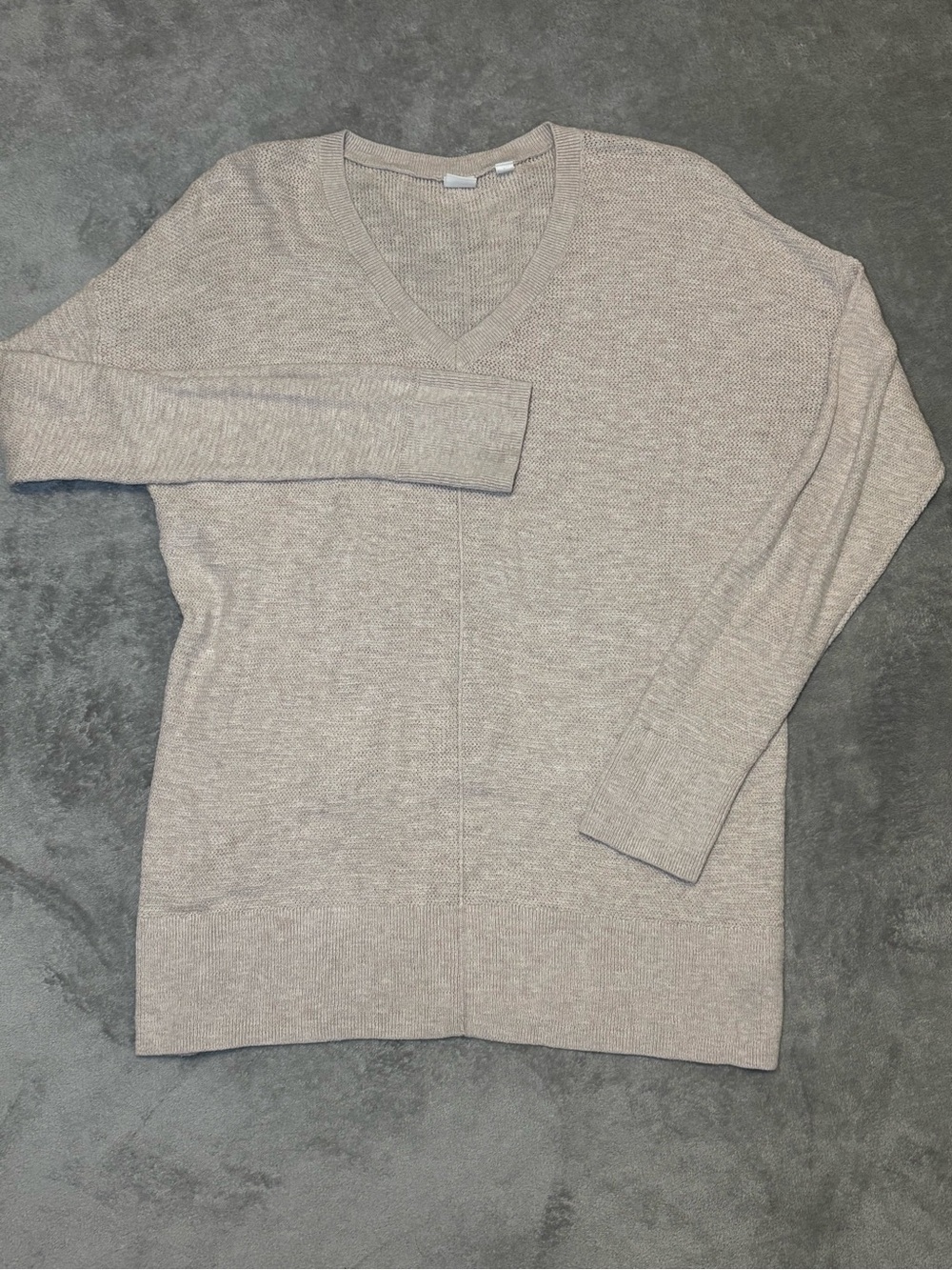 GAP for Good V-Neck Tunic Sweater Oatmeal Heather Cotton L